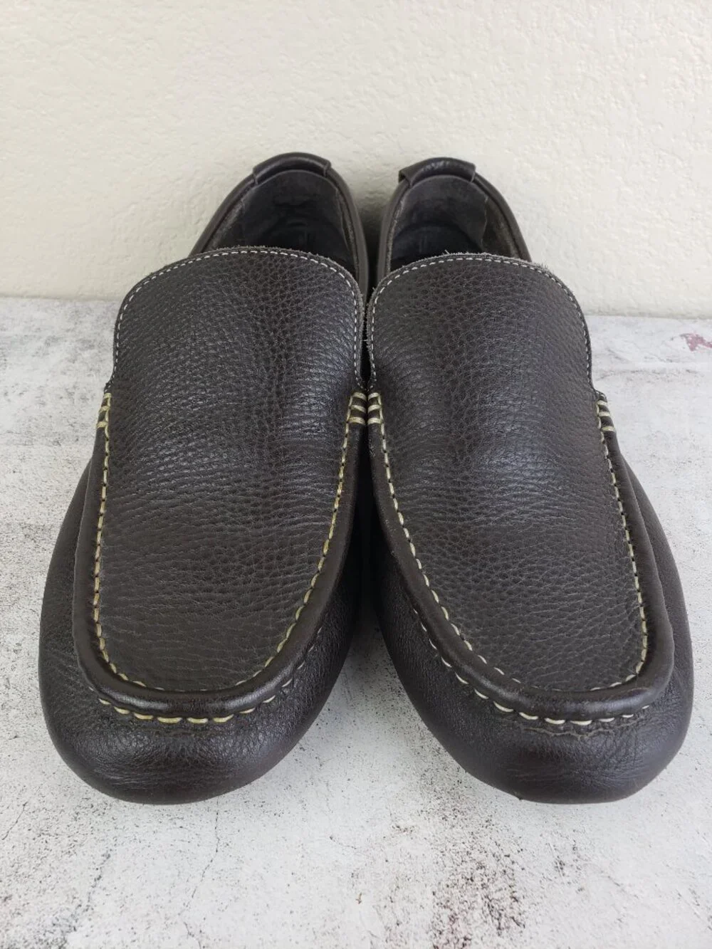 Vionic Parker Leather Driving Moccasin Loafers Brown Orthaheel size 11 Men's